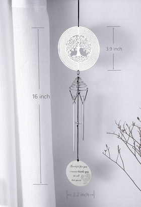 LEAVORES wind chimes shown as outdoor decor in a garden space