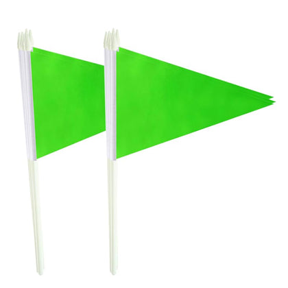Lebei 12Pack small green pennant flags on sticks for parades and crafts