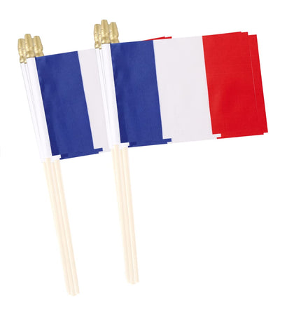 Lebei small France flag on a 4x6 inch stick for handheld display.