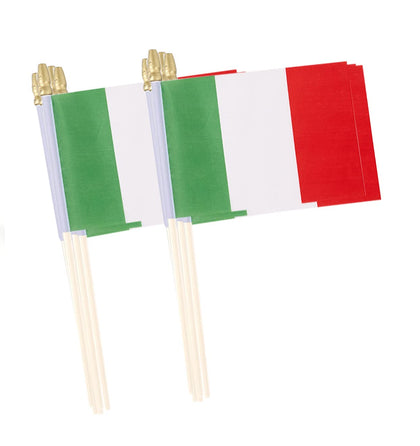Lebei small Italy flag on wooden stick ready for parades and celebrations.