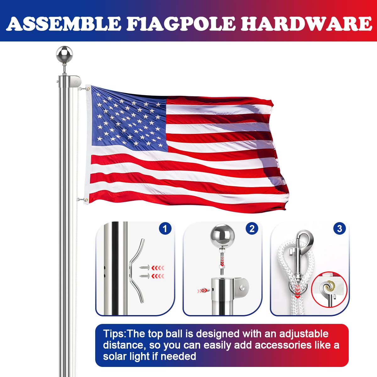 Lechansen rope replacement 50 ft for reliable flag raising and lowering
