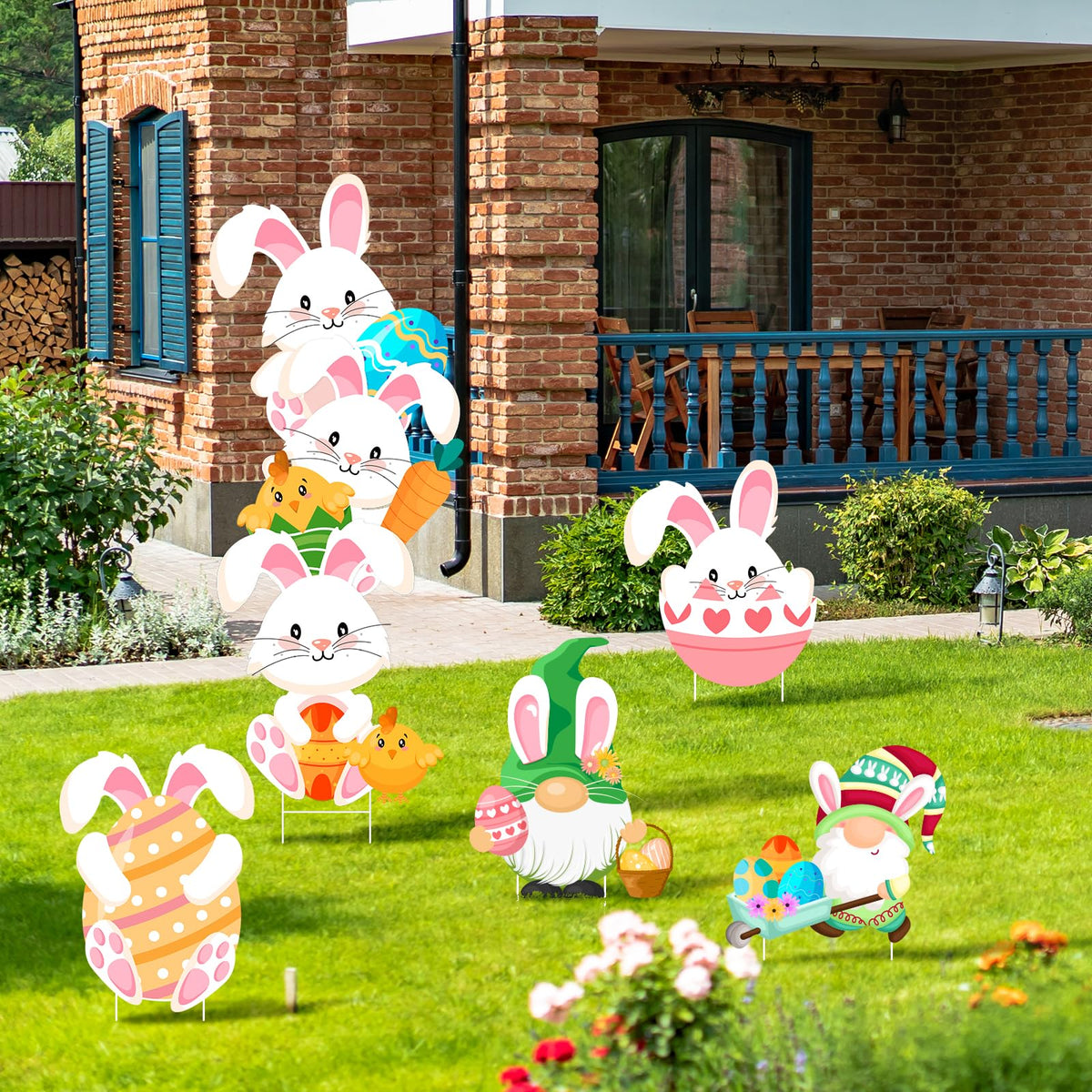 Lecheme Easter signs come in varied sizes for layered yard setups