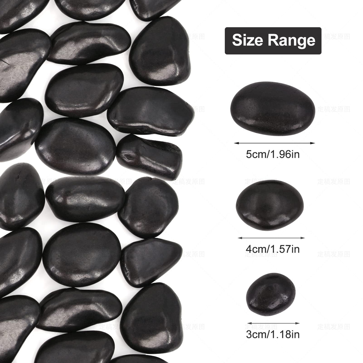 Lechloris polished black river rocks smooth edges suitable for water features.