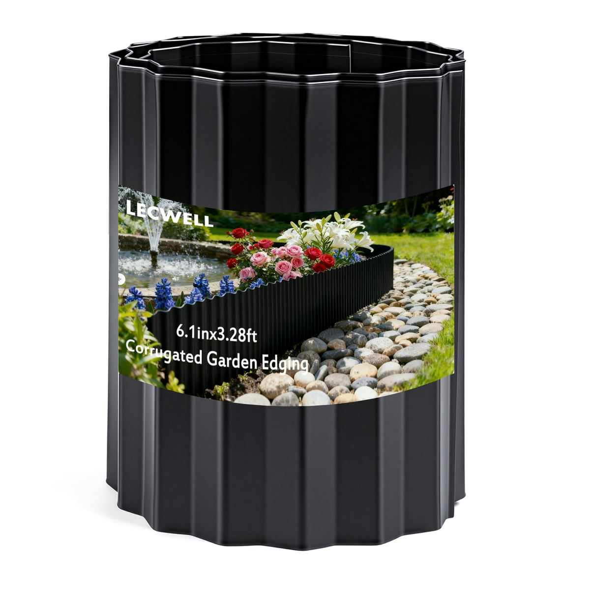 LECWELL corrugated edging defines garden borders with a durable curved border