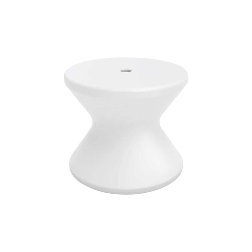 Ledge Lounger white in-pool side table top view with umbrella hole keeps drinks close.
