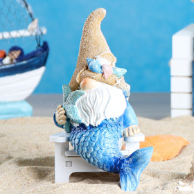 Leekung Mermaid Garden Gnome edge perch adds coastal charm to outdoor spaces.