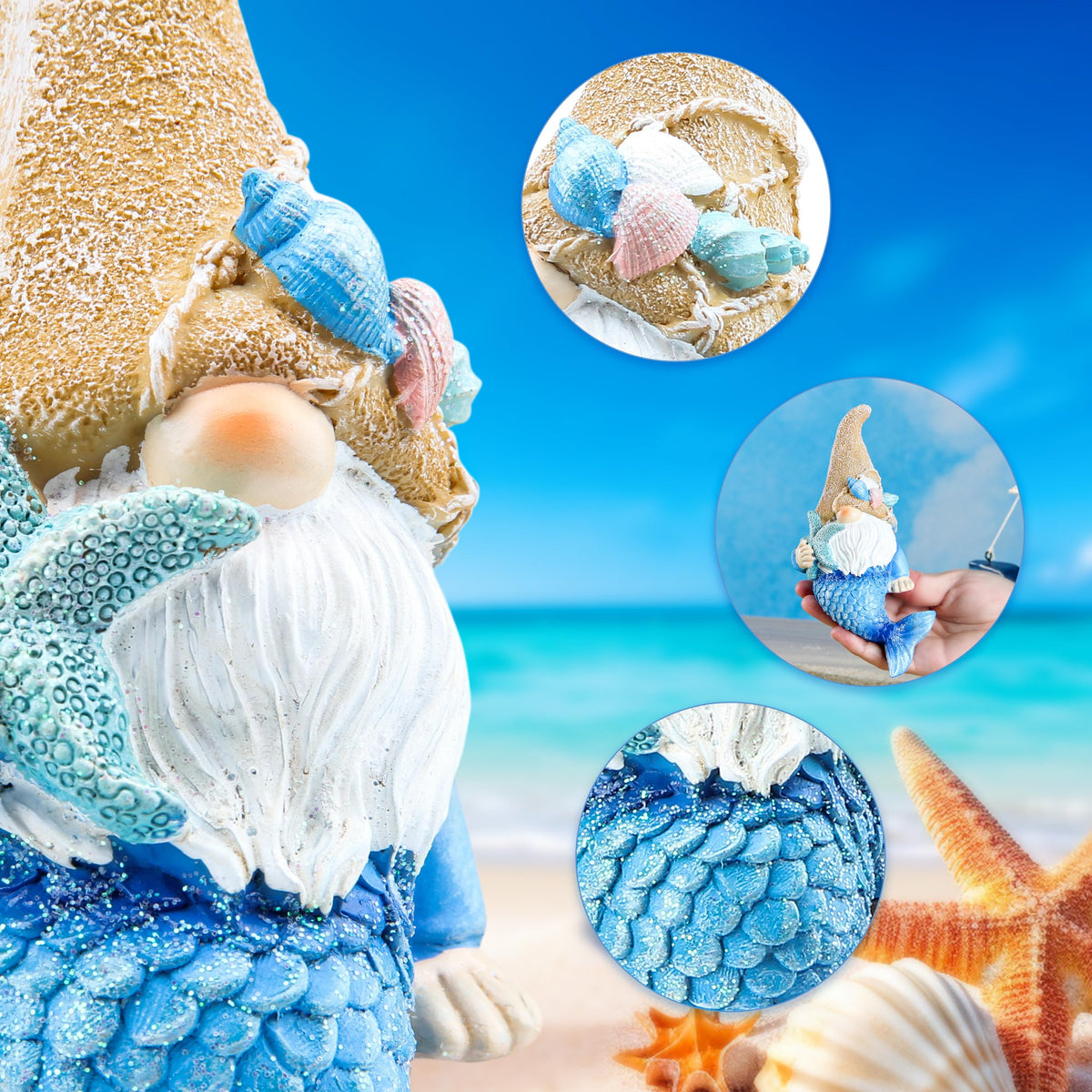Leekung Mermaid Garden Gnome lawn decor brings playful nautical flair to yards.