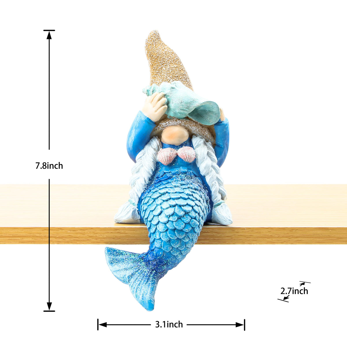 Leekung Mermaid Gnome statue perched on edge enhances garden accents
