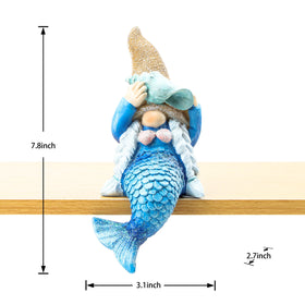 Leekung Mermaid Gnome statue perched on edge enhances garden accents