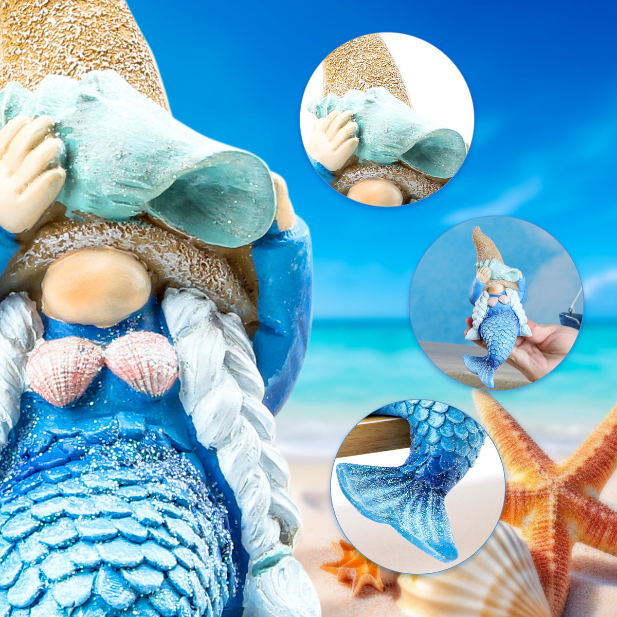 Leekung Mermaid Gnome statue on garden display brings whimsy to yards
