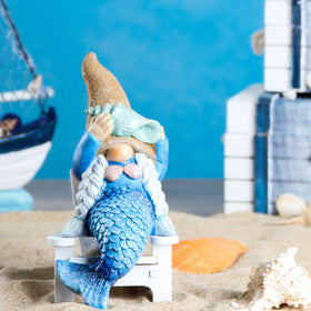 Leekung Mermaid Gnome statue for patio decor suits indoor shelving beautifully