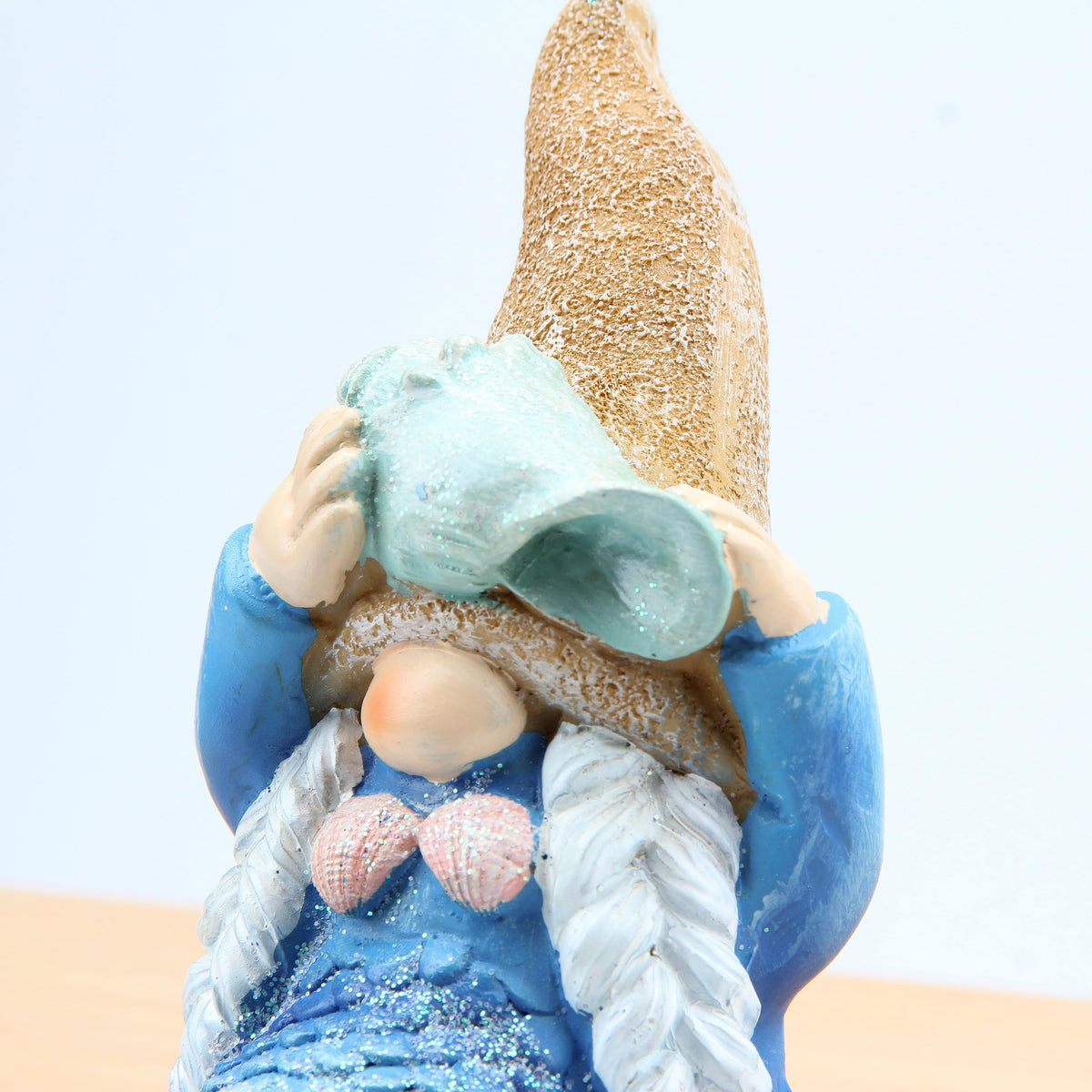 Leekung Mermaid Gnome statue with glitter sparkles adds festive flair