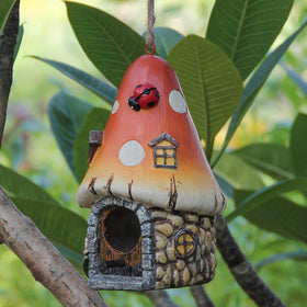 Leekung Mushroom Bird House pole stand provides secure outdoor installation