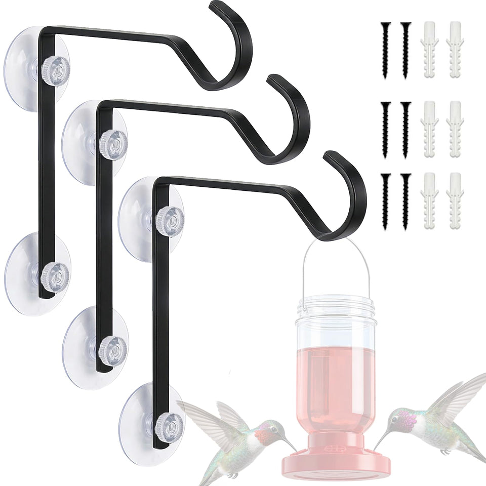LefeTeny 3-pack window suction cups in use holding a feeder without drill marks