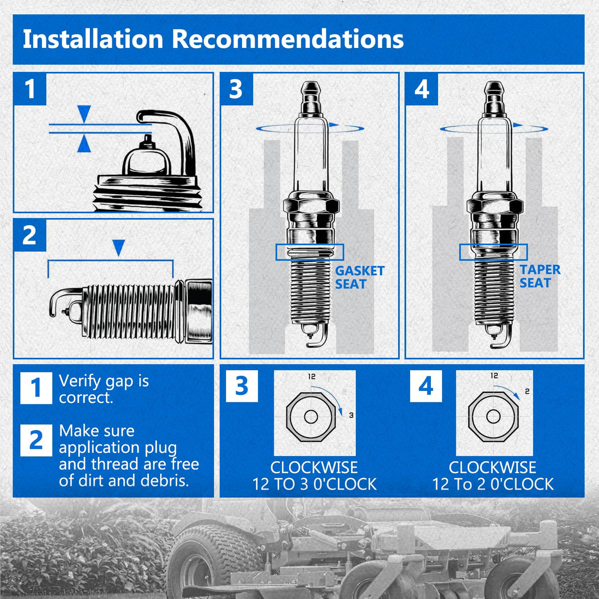 LEFITPA XC12YC spark plug set for easy installation during mower tune-ups