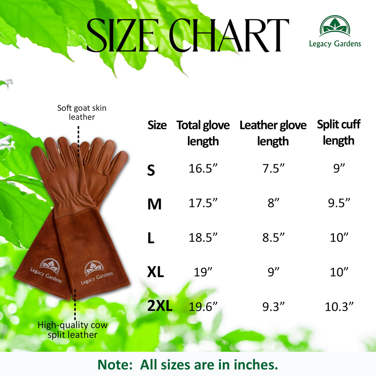 Legacy Gardens goatskin leather provides breathability for all-day comfort