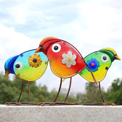 LEGIFO Bird Garden Decor outdoor stand highlights colorful glass birds for yard appeal and longevity.