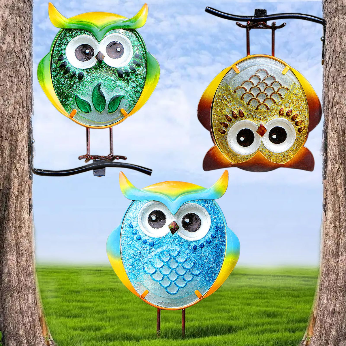 LEGIFO Owl Garden Decor on ground stake, adding whimsical outdoor charm