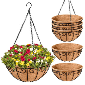Legigo 12-inch metal hanging basket with coco liner for outdoor plants