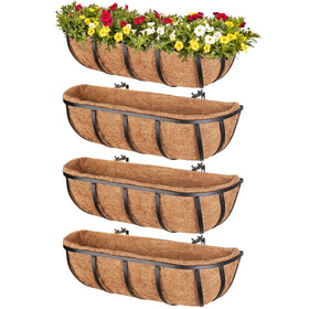 Legigo 4-pack railing planters mounted on a railing for curb appeal.