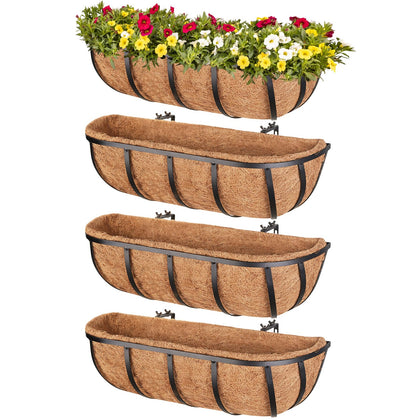 Legigo 4-pack railing planters mounted on a railing for curb appeal.