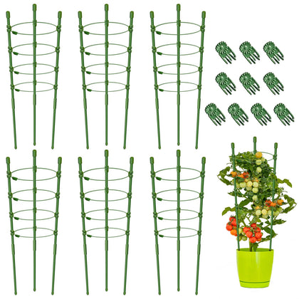 Legigo 6-pack 30-inch tomato cages support tall plants with sturdy construction.