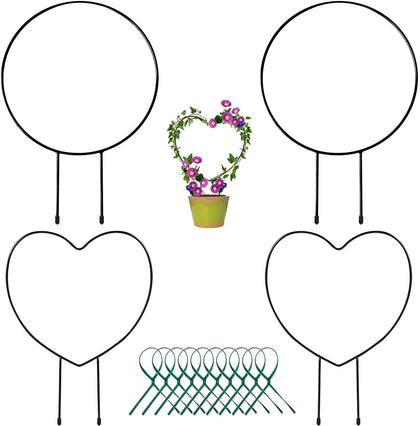 Legigo black metal plant trellis round potted vine offers sturdy support for climbing plants.