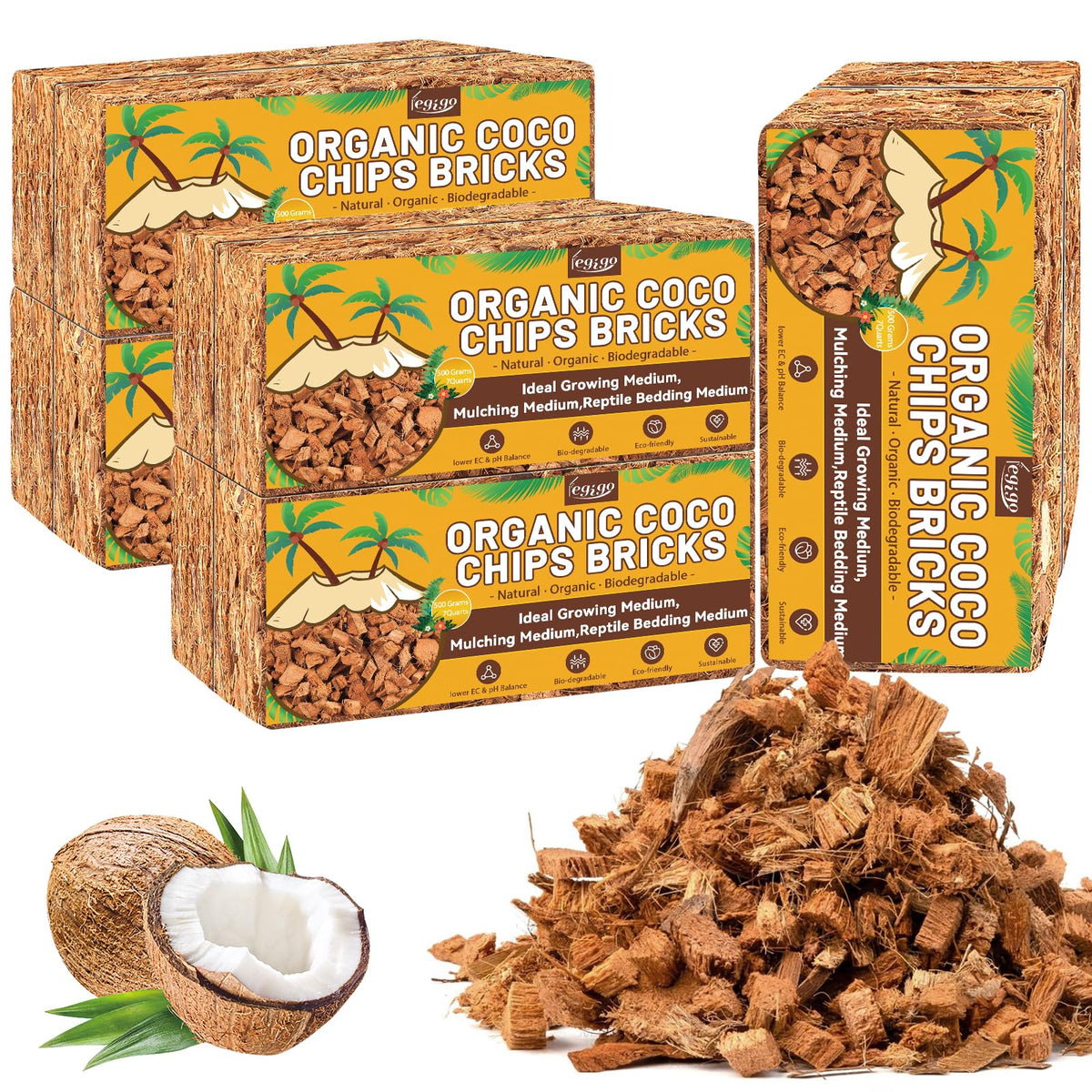 Legigo coco coir bricks expand when soaked to form ready-to-use potting media.