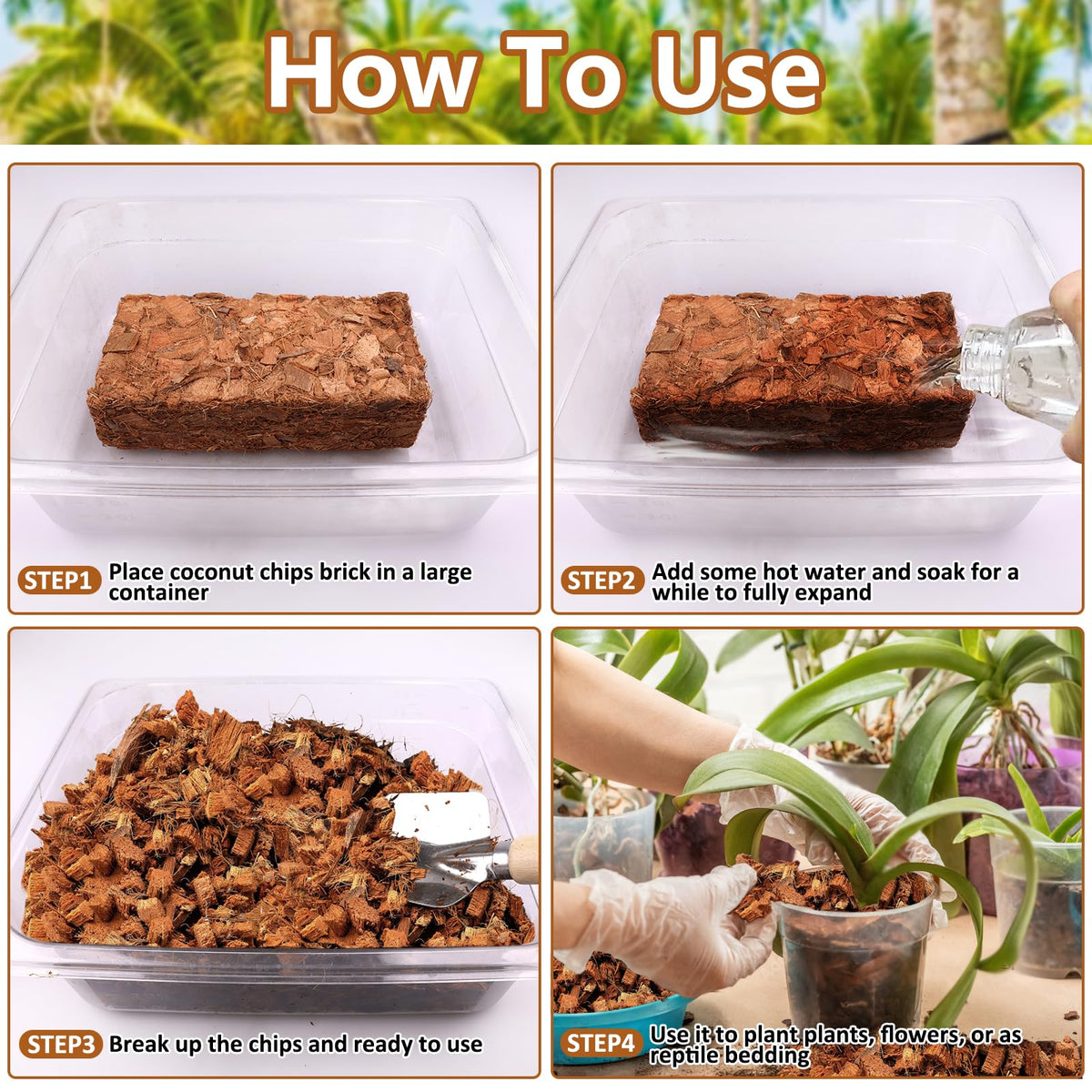 Legigo coco coir bricks mix with soil for improved structure and aeration.