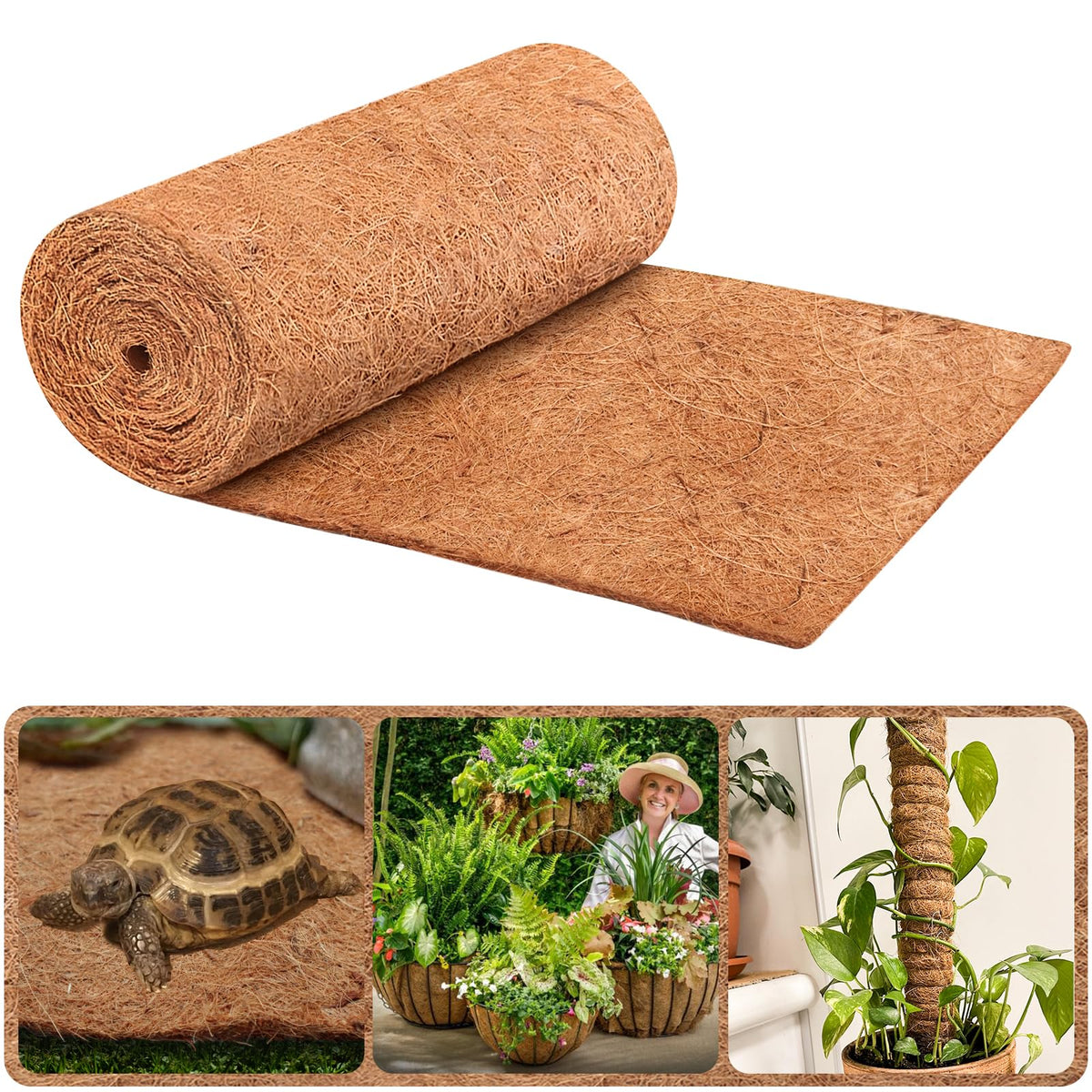 Legigo coco liner roll 16x40 inches for soil retention in pots.