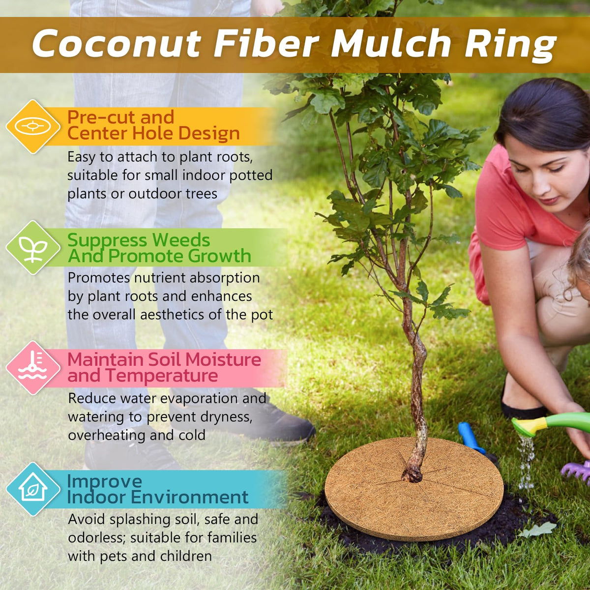 Legigo mulch ring blocks weeds and deters digging around potted plants.