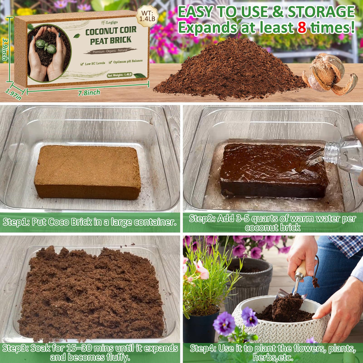 Legigo coco coir supports healthy root growth and vigor.