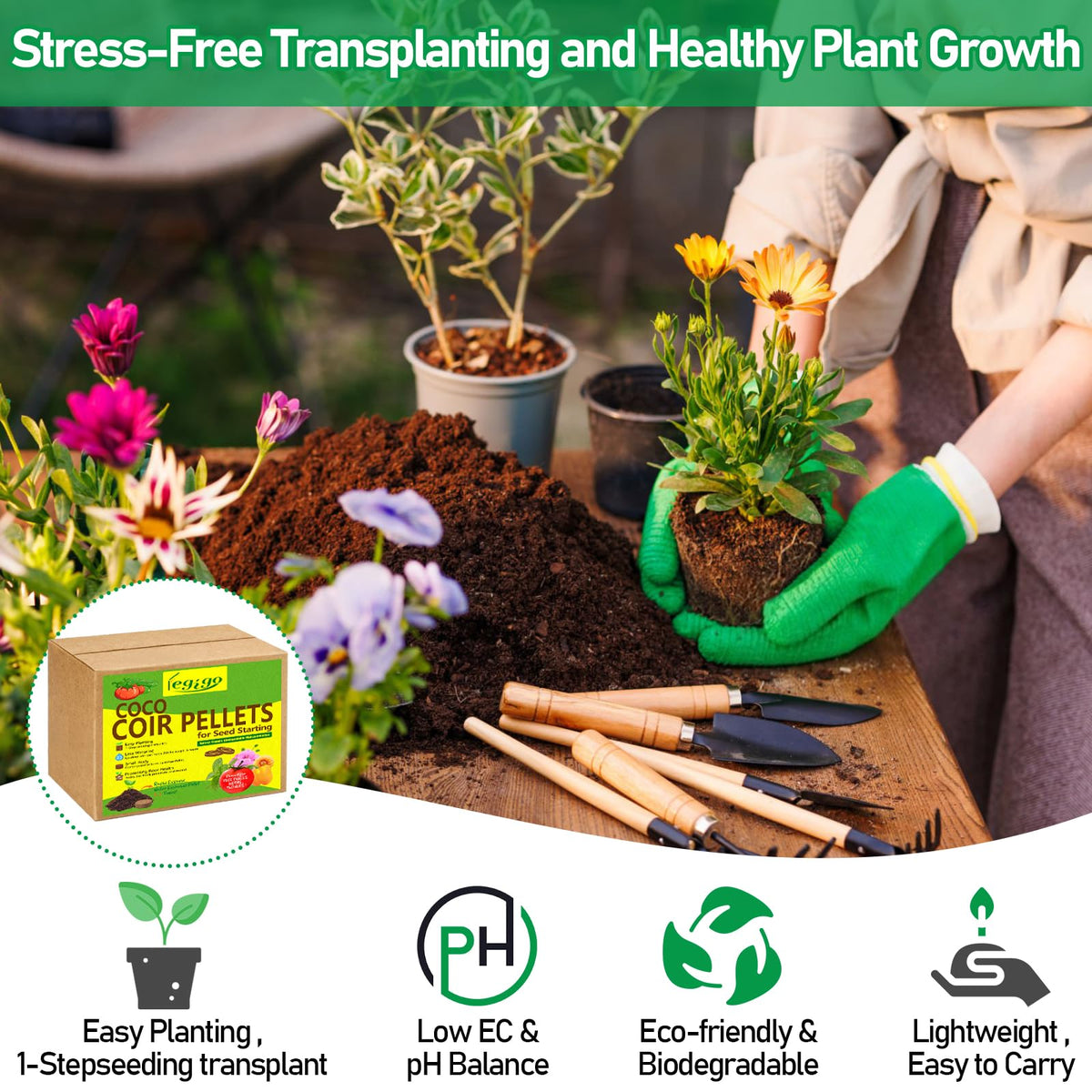 Legigo compact coco coir blocks are easy to store and handle