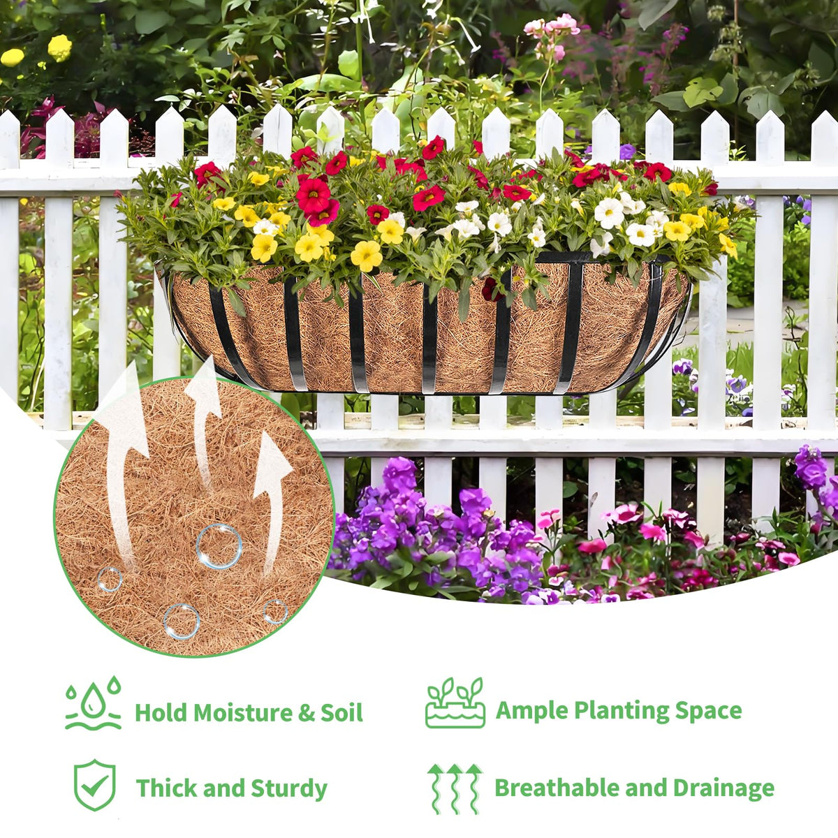 Legigo flowers and herbs thriving in a 16-inch planter box