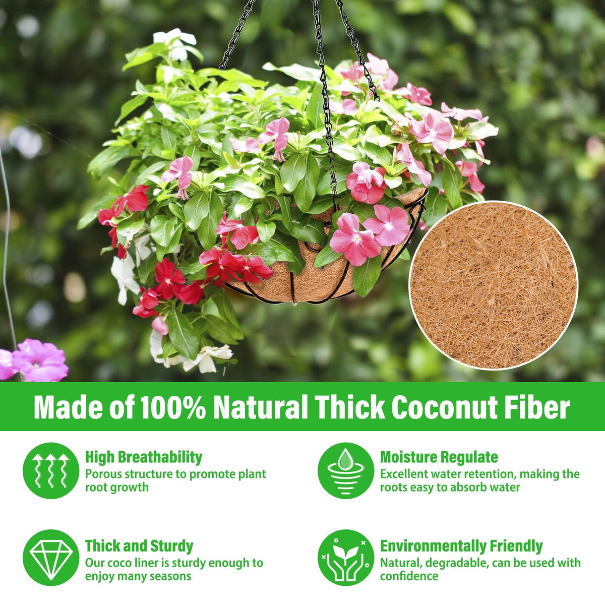 Legigo hanging basket with chain and hook for easy outdoor setup