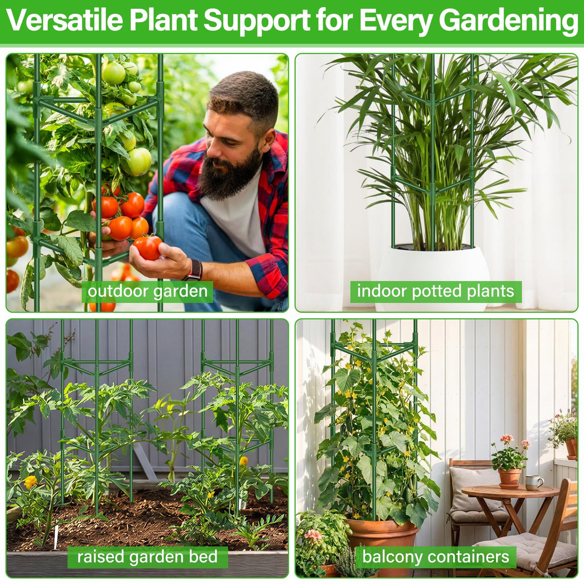 Legigo outdoor garden setup with four cages supports seasonal planting