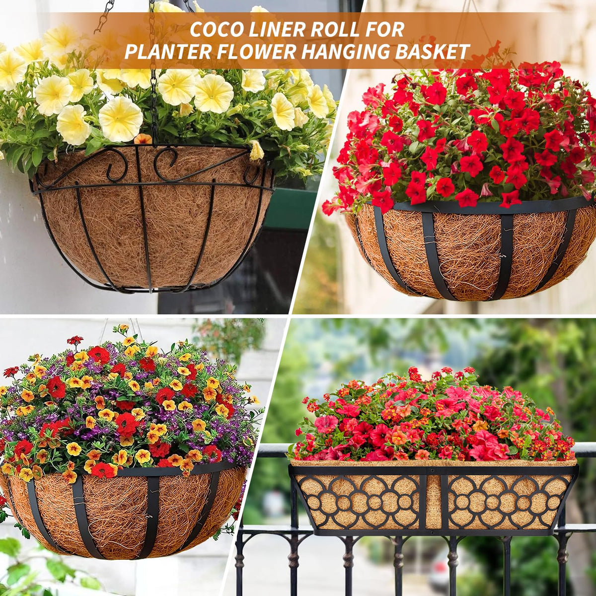 Legigo durable coco liner for outdoor use in rain or sun.