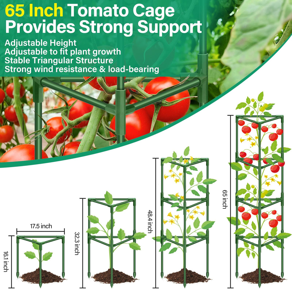 Legigo rust-proof coating makes outdoor tomato cages durable across seasons.
