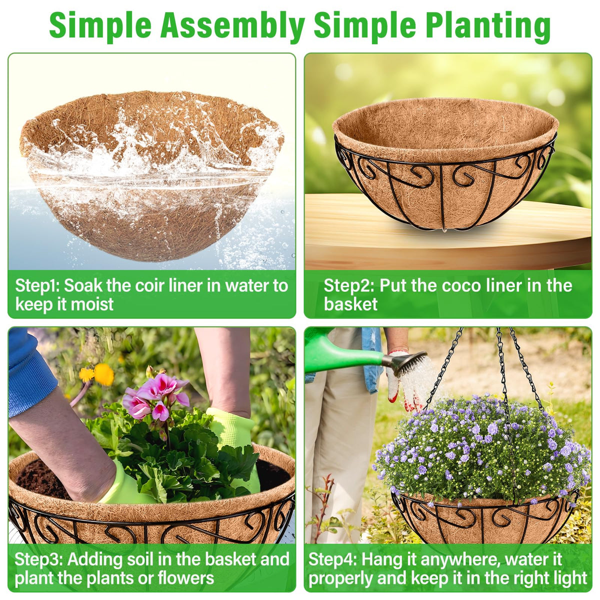 Legigo baskets suitable for grasses, mosses, succulents, and flowering plants