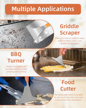 LEIFENY griddle scraper ergonomic handle for comfortable use.