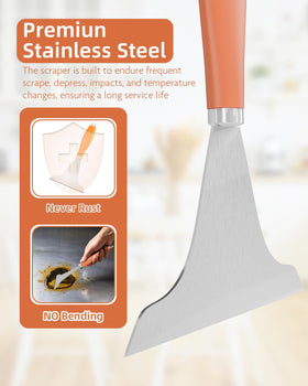 LEIFENY griddle scraper in use for versatile cleaning.