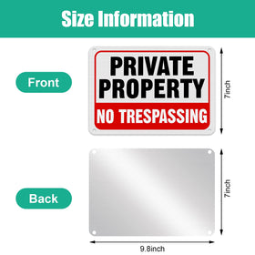 Leifide no trespassing sign showing four holes for easy wall or fence mounting.