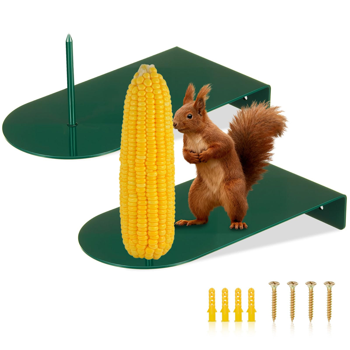 LEIFIDE squirrel corn cob feeder mounted on a tree with a sturdy platform.