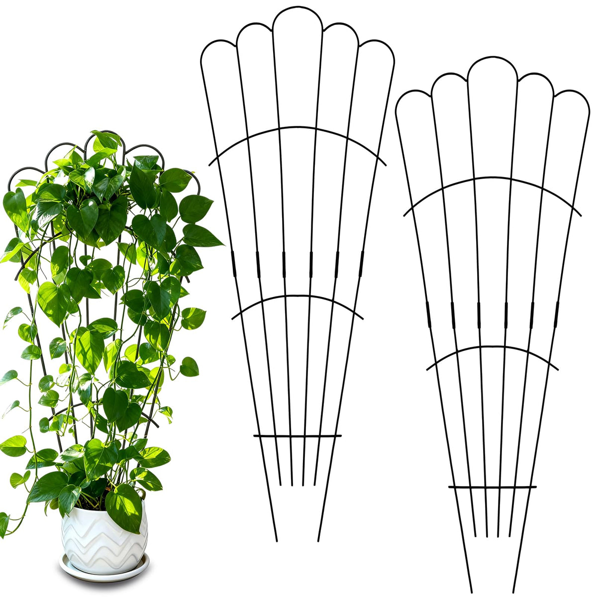 LEIFIDE two-piece 33-inch trellis supports indoor climbing plants with stable ground grip.