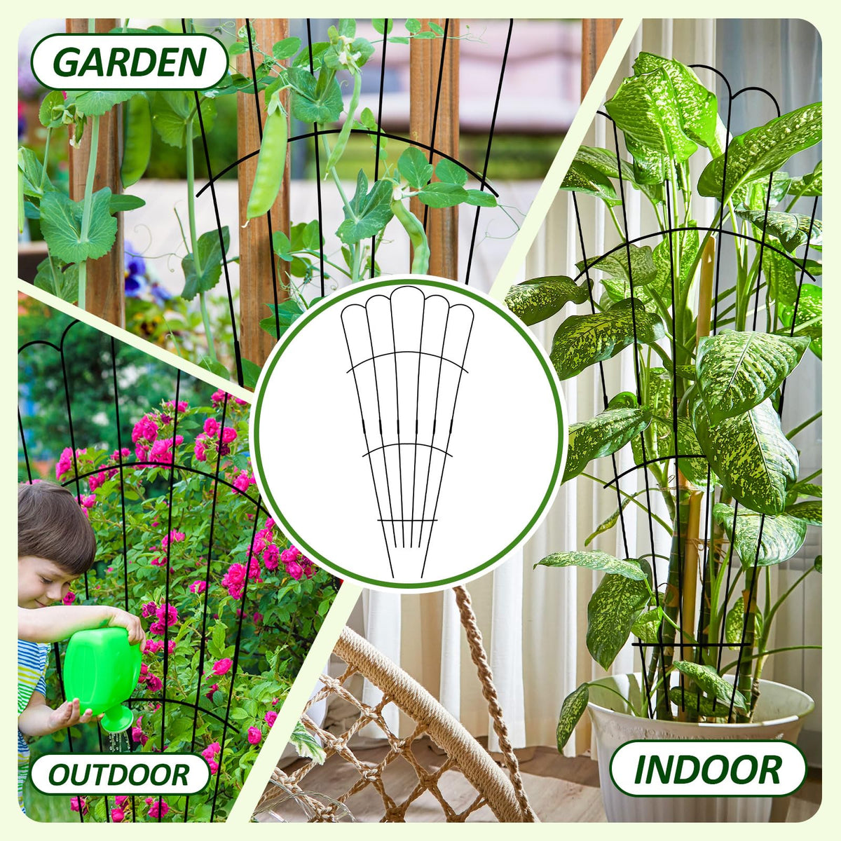 LEIFIDE wavy-trellis design supports roses, grapes, and vegetables with elegance.