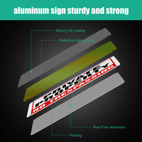 Leifide weatherproof aluminum no trespassing sign designed for outdoor durability.
