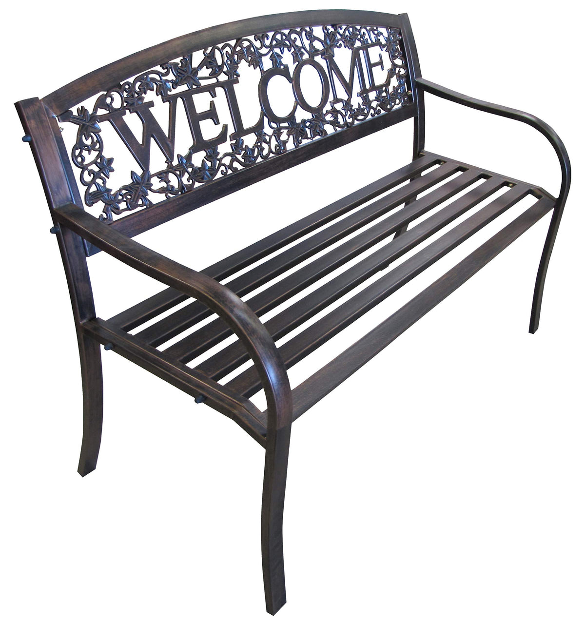 Leigh Country Welcome Bench ivy design detail highlighting decorative focal point