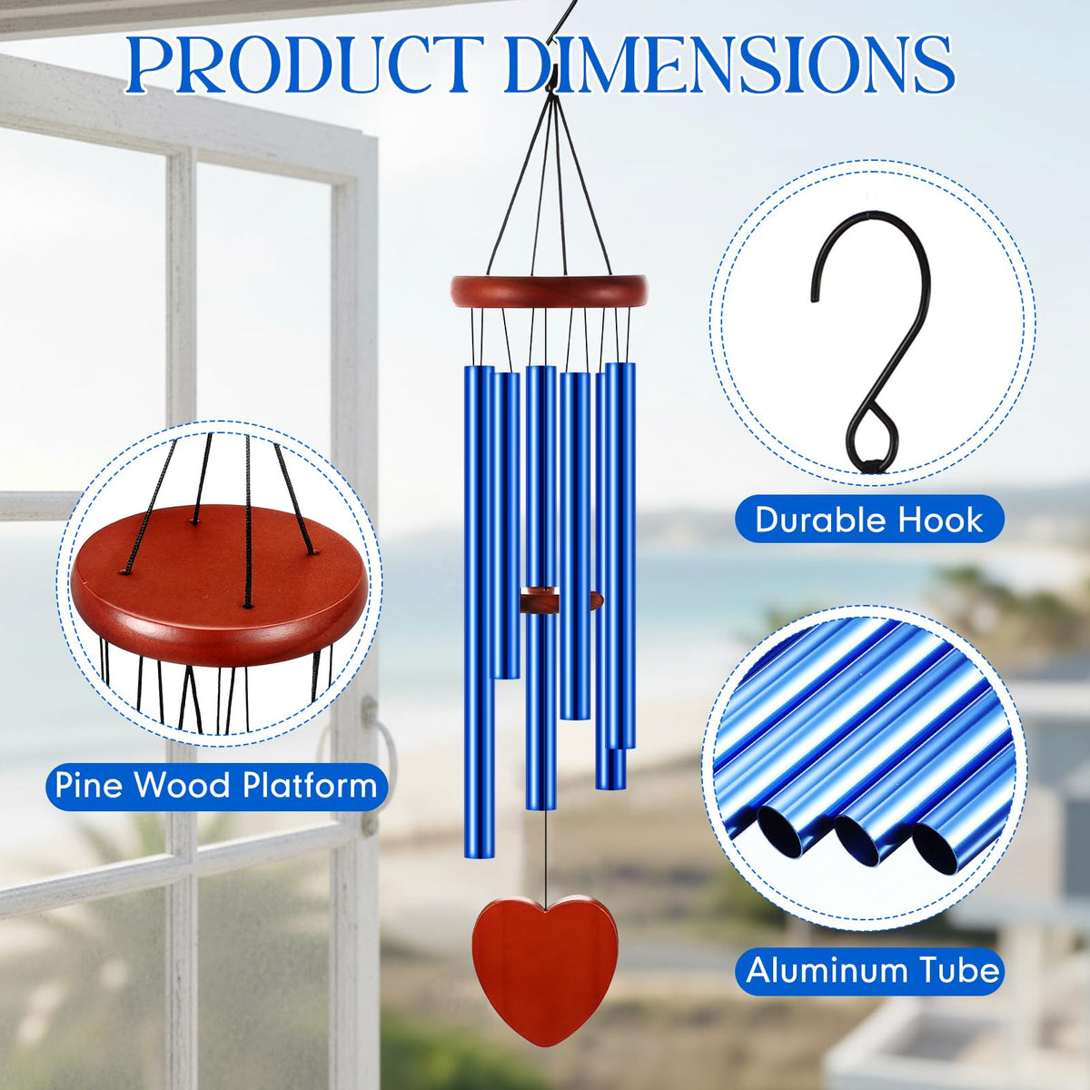 Leinuosen 28-inch deep-tone wind chimes deliver rich garden sound.