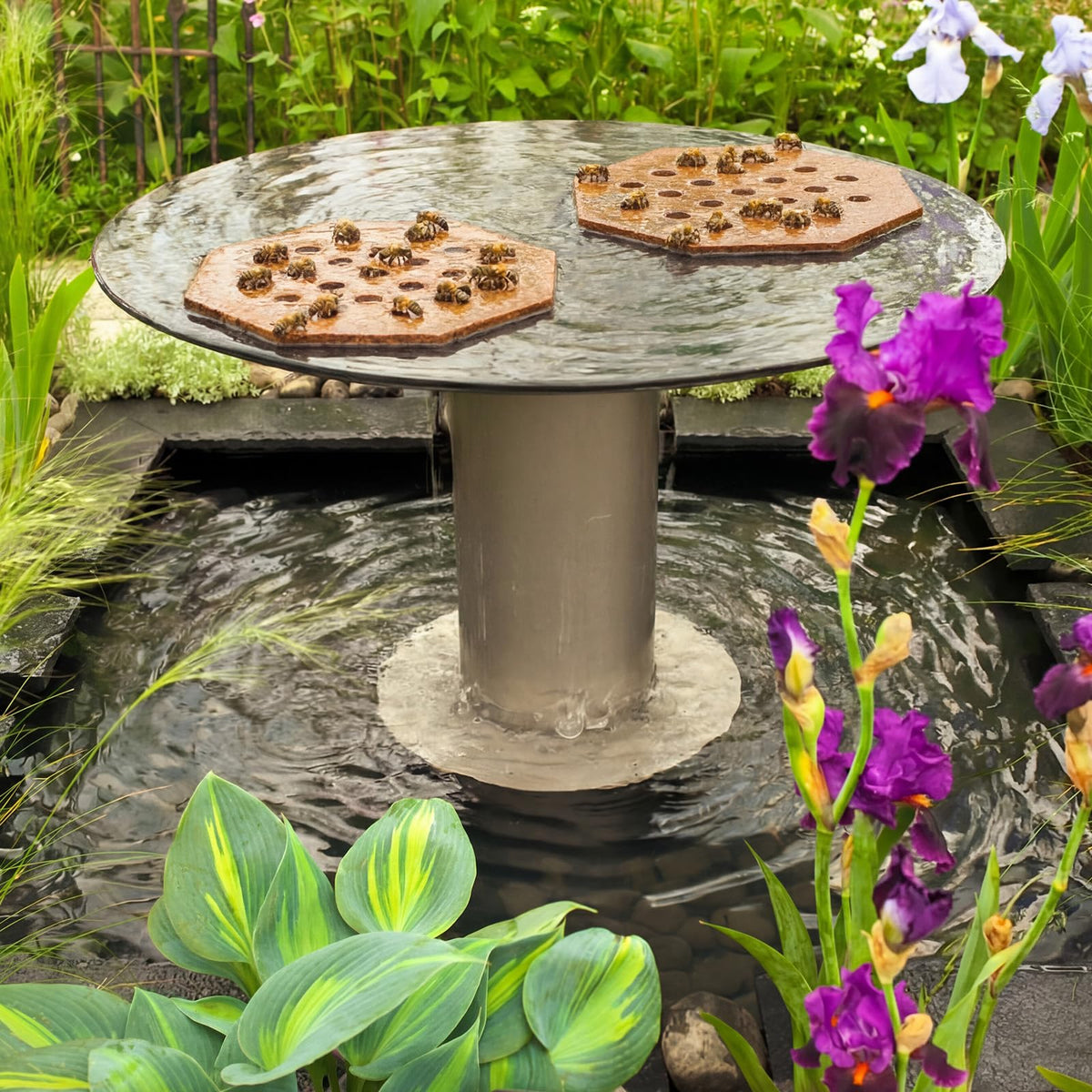 Leinuosen outdoor garden station keeps pollinators hydrated during warm days.