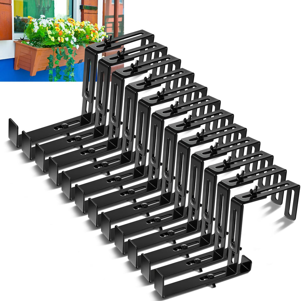 Leinuosen railing bracket black 8pcs for secure planter installation on rails